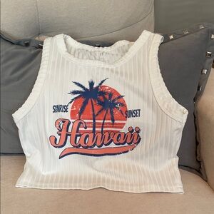SHEIN White Hawaii Graphic Crop Top. CS